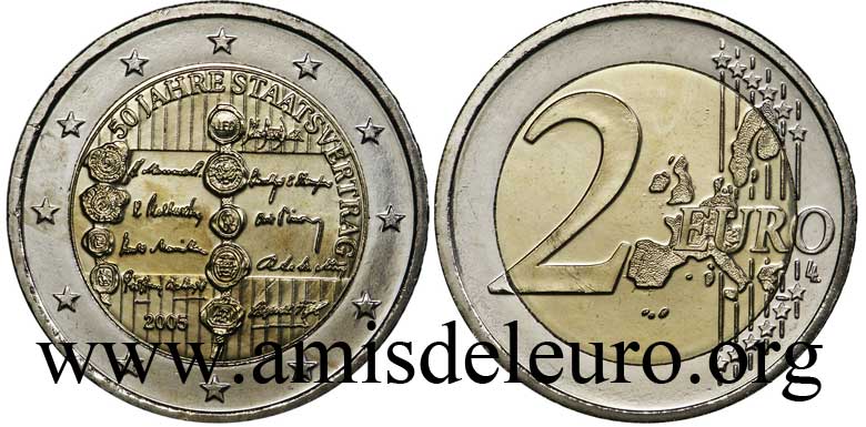 Pièce 2 Euros 50 Jahre Staatsvertrag 2005 Valeur